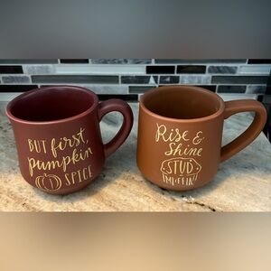 Pumpkin Spice and Inspirational Mug Set - Brown and Tan